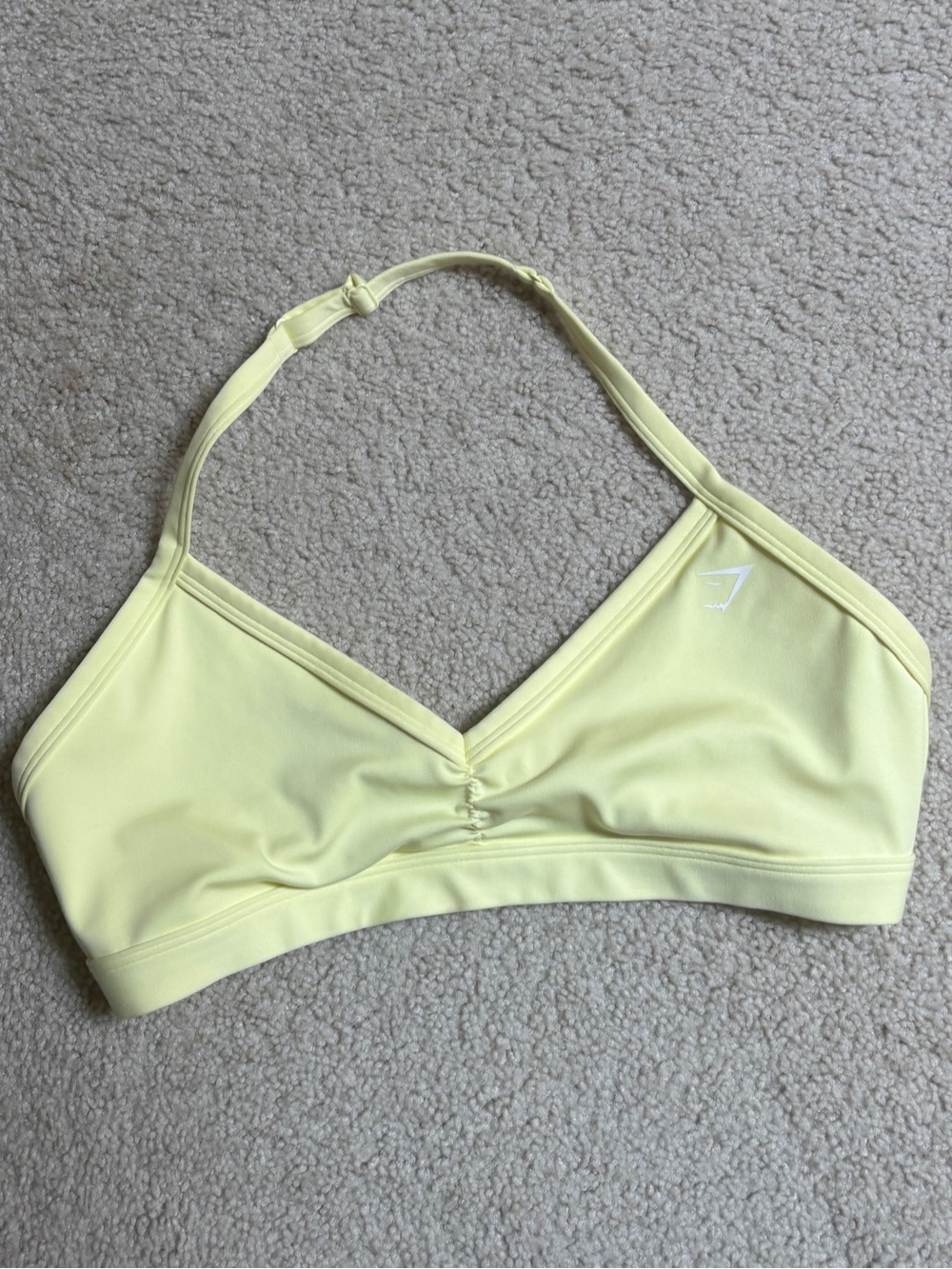 Gymshark Pale Yellow V‑Neck Bralette Sports Bra
